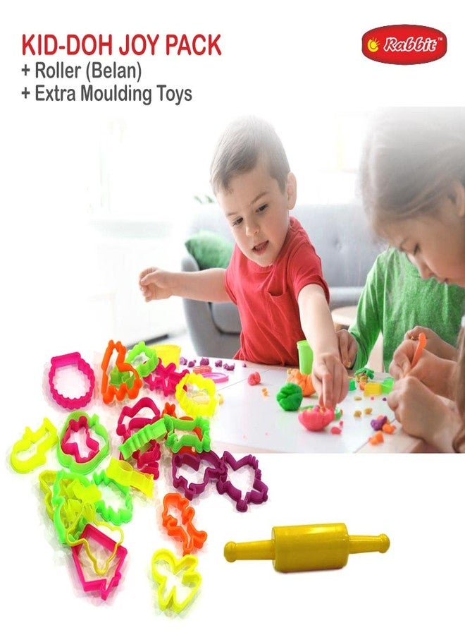 Rabbit Mega Joy Pack - 12 Color Modeling Dough Set for Kids with 24 Molds + Tools | Fun Activity Set with Roller & Cutter | Multicolor Clay for Kids | Safe & Non-Toxic | Age 3+ | Play Dough Toy - Image 3